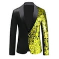 thumbnail image 1 of Qiggri Sequin Blazers for Men's Color Block Peak Lapel Tuxedo Sparkly Patchwork Suit Jacket, 1 of 7