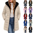 thumbnail image 1 of Qiggri Women's Hooded Puffer Coat Fleece Lined Full Zip Long Sleeve Outerwear Coat With Pockets for Winter Comfy Smart Casual Office Casual Outdoor L, 1 of 7