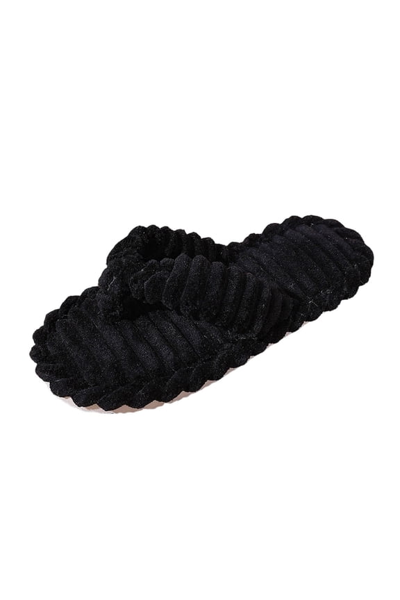 Women’s Memory Foam Flip Flop Slippers Open Toe Thong House Slippers Braided Ruffled Edge Corduroy Surface Soft Casual Indoor Outdoor Daily Shoes Summer Fall 5.5-6