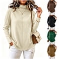 thumbnail image 1 of Qiggri Women's Mock Neck Long Sleeve Knit Top,Casual Loose Fit Solid Color Tunic Blouse for Fall Winter Daily Wear, 1 of 6