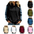thumbnail image 1 of Qiggri Women's Oversized Embroidered Hoodies 2026 Sweatshirts Long Sleeve Pullover with Kangaroo Pocket Stripe Side Patchwork Tops Casual Fall Winter Outfits L, 1 of 8