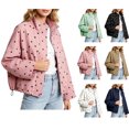 thumbnail image 1 of Qiggri Women's Polka Dot Stand Collar Zip Up Casual Jacket Snap Accent Drawstring Hem Long Sleeve Outerwear Coat for Spring Fall Vacation Travel Office Casual 2026 XL, 1 of 8