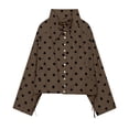 thumbnail image 1 of Qiggri Womens Polka Dot Jacket Drawstring Hem Button Front Cropped Lightweight Jacket Relaxed fit Coat with Pockets Summer Fall S, 1 of 8
