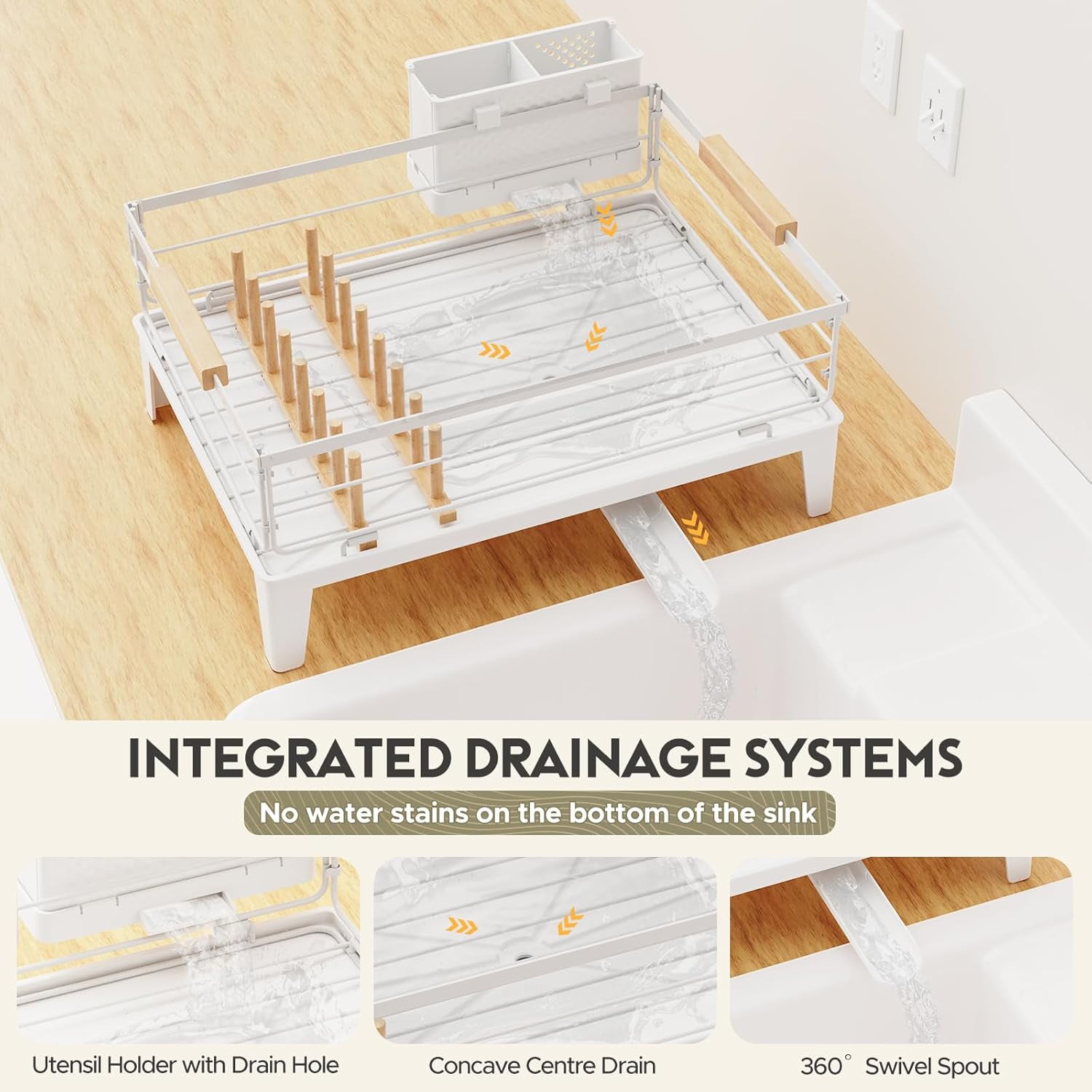 Qihe-Dish Drying Rack for Kitchen Counter Decor with Drainboard Auto ...