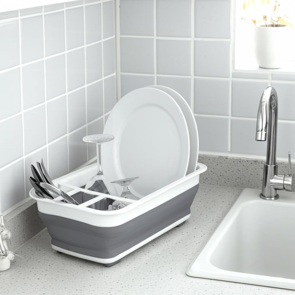 Tableware Draining Racks Qihe-Plastic Collapsible Dish Drying Rack, Foldable Dinnerware Drainer ...