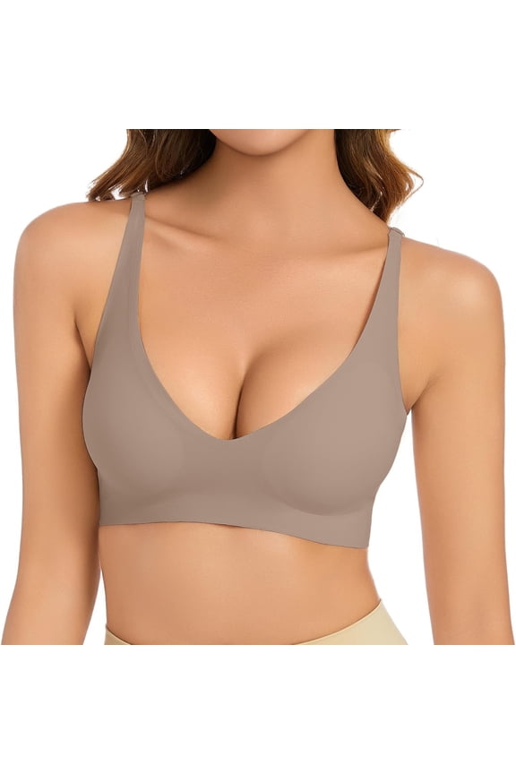 Comfort Soft Bra for Women - V Neck Seamless Push Up Bralette with Light Padding for a Fabulous Fit