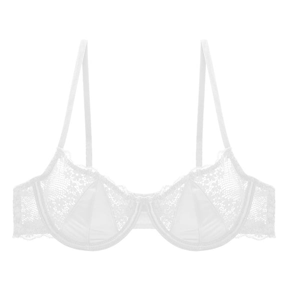 Krdevn Thin Half Cup Lace Bra for Women Perfectly Designed for All Bust Sizes Enhances and Provides Comfort Daily(Color:White,Size:38)