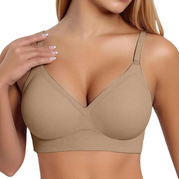 Qihua Women's Comfortable Seamless Bra with 4 Hook Back Closure for Everyday Wear Casual Underwire Support Bra for Easy Styling