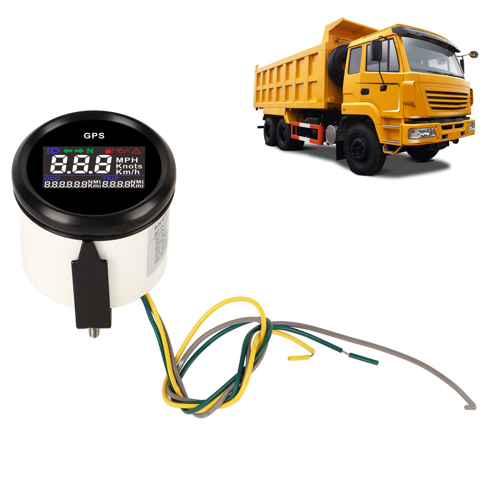 Qiilu Digital GPS Speedometer, 52mm Marine Speed Odometer Gauge With