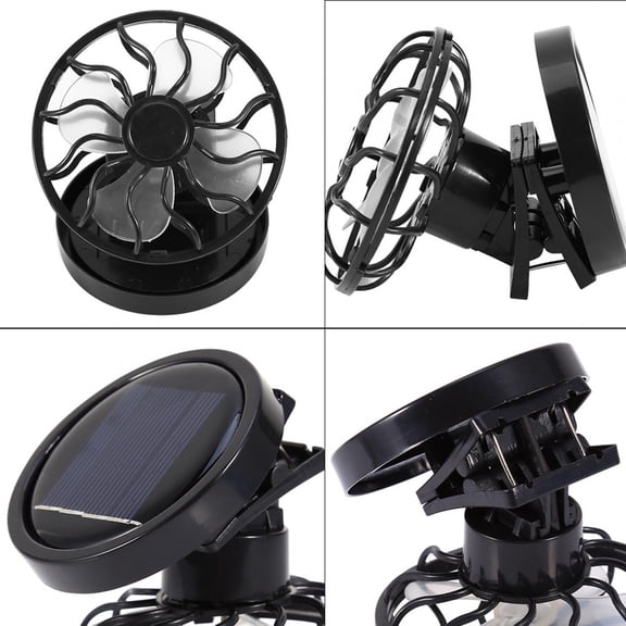 Qiilu Electric Mini Clip-on Solar Fan Air Conditioner Cooling Cell Fan Travel Camping Hiking Cooling,Air Conditioner