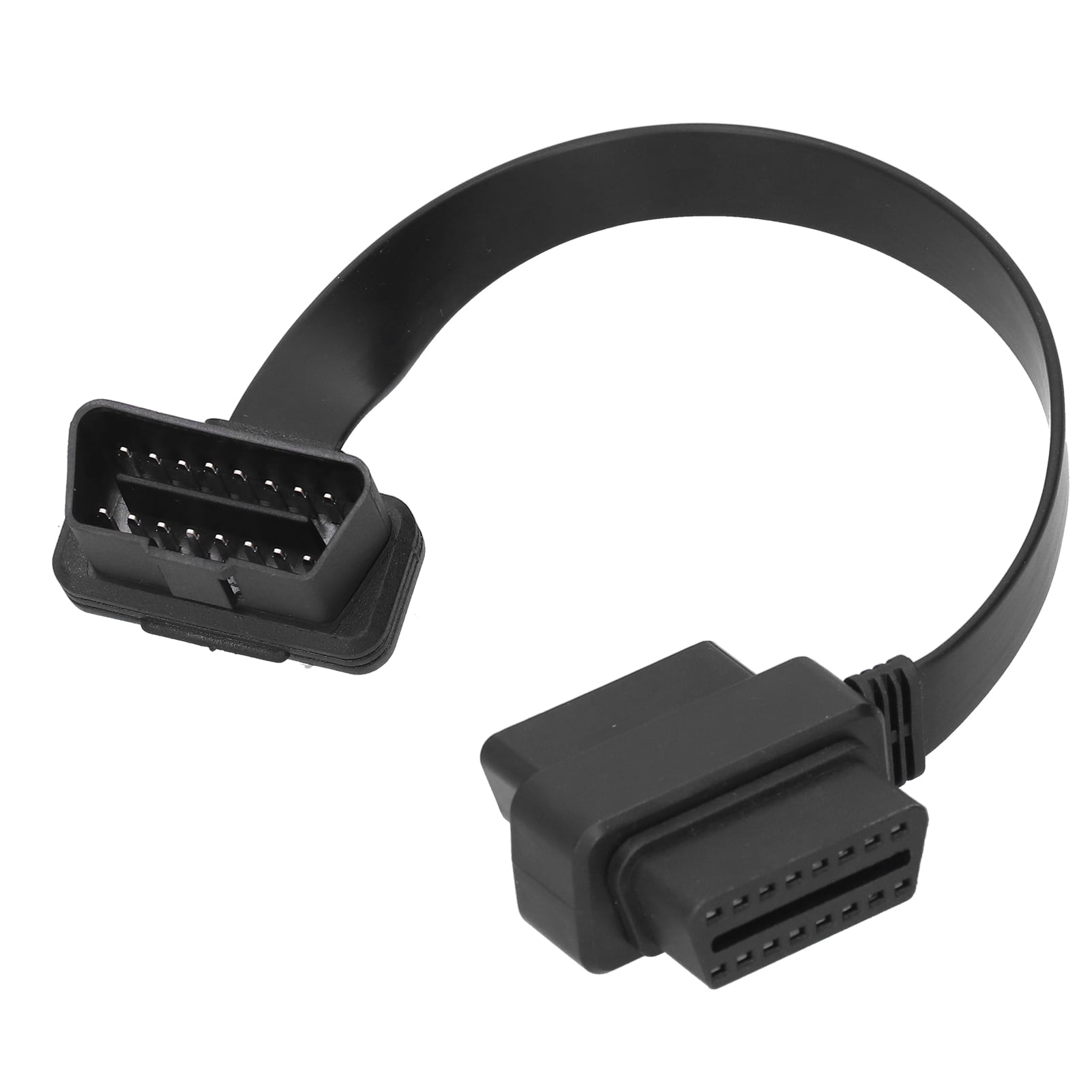 Qiilu Universal OBD2 Extension Cable ABS 30cm/11.8in Male To Female Cord LShaped Elbow Auto
