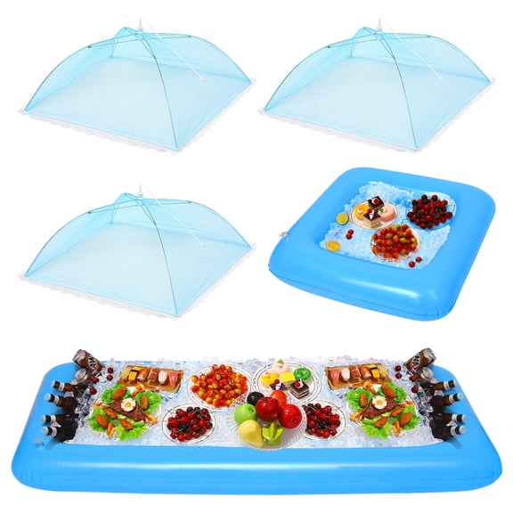 Qijita 1 Set Inflatable Serving Tray Party Swimming Pool Food Drink Holder Beverage Cooler Floating Ice Holder