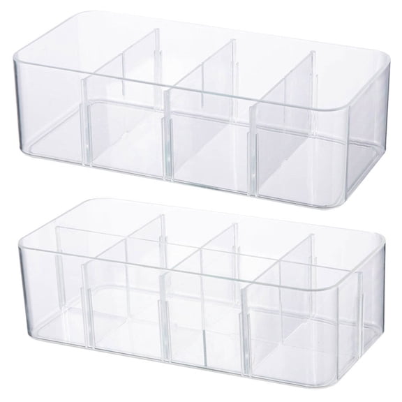 Qijita 2Pcs Socks Storage Box Multiple Grids Organizer Box Storage Holder (Transparent)