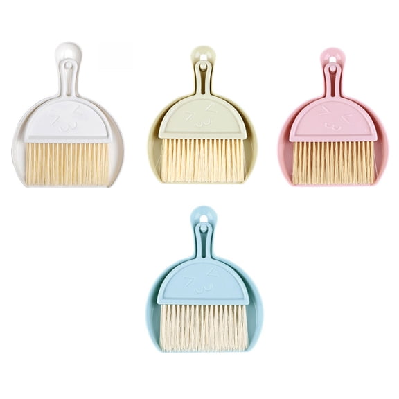 Qijita 4 Sets of Multi-function Mini Dustpan Portable Whisk Broom Hand Brush Home Accessory