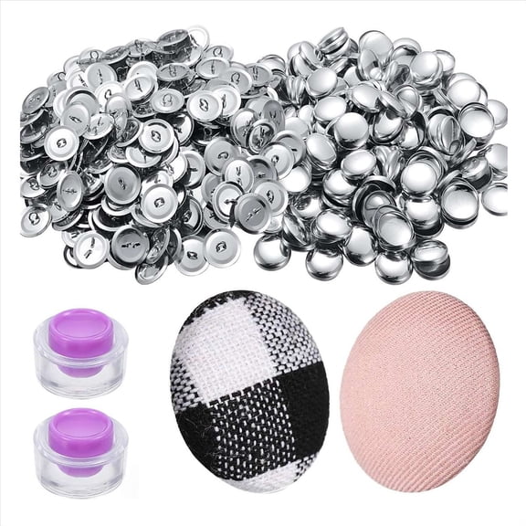Qilidiba 100 Sets Cover Buttons Kit with Tools Size Buttons to Cover Self Cover Buttons DIY Fabric Cloth Cover Buttons 0.59 Inch