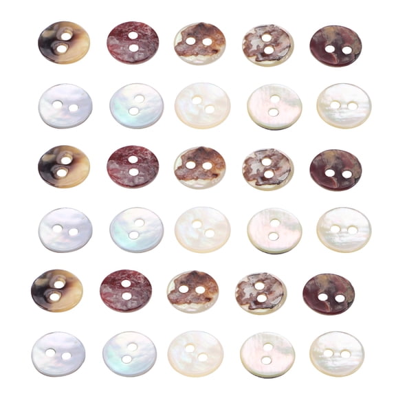 Qilidiba 100 x 8 mm Pearl Buttons Mother of Pearl Shell Round Heads