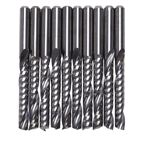 Qilidiba 10Pcs Cnc Router Bits 3.175 X 22Mm Single Flute Spiral Carbide Cnc Router Bits Milling Cutter