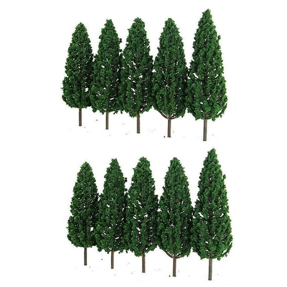 Qilidiba 10Pcs Pine Trees 1:25 Model Train Railway Building Green Model Tree for O G Scale 1/25 Railroad Layout Diorama Scenery