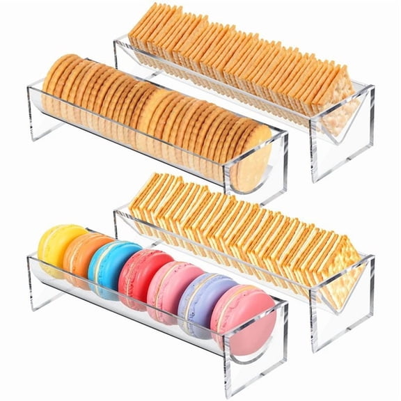 Qilidiba 4 Pieces Clear Cracker Tray for Serving Rectangular Cracker Holder Acrylic Serving Tray Food Display Stands for Party