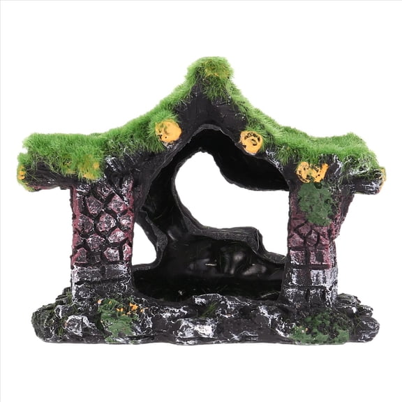 Qilidiba Aquarium Decoration House Resin Hollow Hiding House, Beta Fish Log Driftwood Accessories Cave Decoration Tank