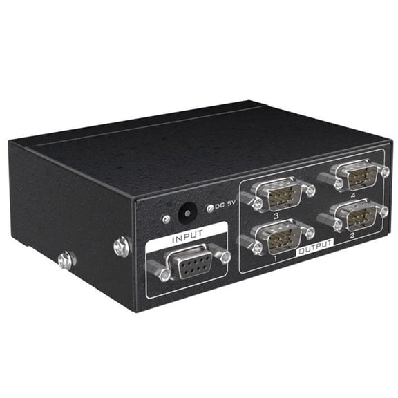 Qilidiba MT-RS104 Active Serial RS232 Splitter 1 to 4 RS232 Bi-Direction Switcher Splitter 4 to 1 with Power Adapter-US Plug