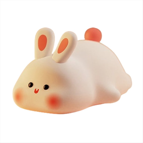 Qilidiba Rabbit Night Light,Cute Silicone Lamp, Dimmable Light Up Bunny, Night Lamp,Rechargeable Bunny Nightlight, Bedside Lamp