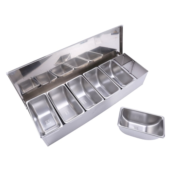 Qilidiba Stainless Steel Seasoning Box Restaurant Chef Seasoning Box with Lid Storage Box Household Seasoning Tank