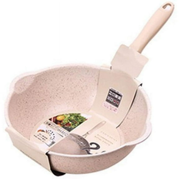 Qilidiba Thickened Bottom Stone Frying Pan Multifunction Non-Stick Pans Deep Nougat Pot Big Mouth Wok Pan 20cm