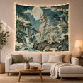 thumbnail image 1 of Qilin on Rocks with Moonlit Mountains and Waterfall, Mystical Fantasy for Mythical Creature Lovers, East Asian Art Decor, Housewarming Gift, Tapestry Wall Hanging for Bedroom and Living Room, 1 of 7