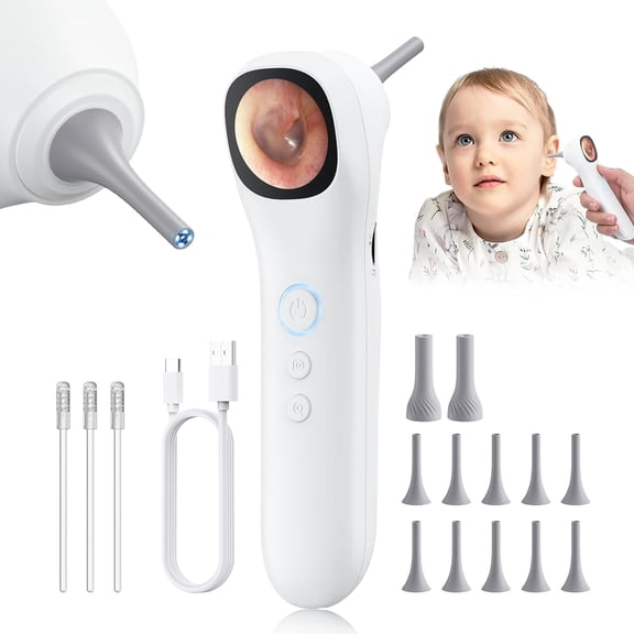 Smart Otoscope Ear Camera with 1.38'' Screen, 1080P Ear Scope with 4 Led, 12 Silicone Specula Tips, Support Photo and Video, PC View, Ideal Pocket Otoscope for Adults, Kids and Pets
