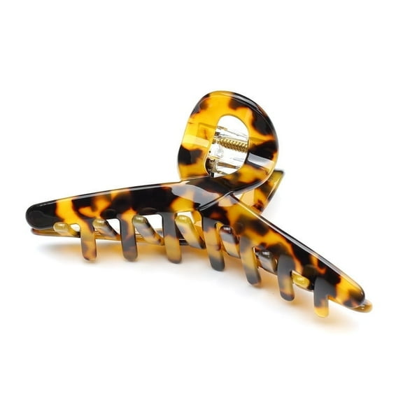 QinGoo Large Cross Hair Claw Clip for Women Strong Hold Thick Long Hair Accessory 1 Count, 4.1 Inch, Dark Tortoise