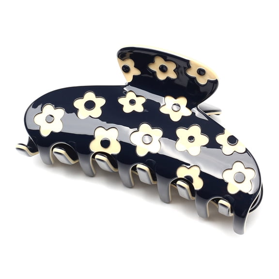 QinGoo Medium Flower Hair Claw Clip for Women Strong Hold Daisy Thick Long Hair Accessory 1 Count, 3.5 Inch, Black