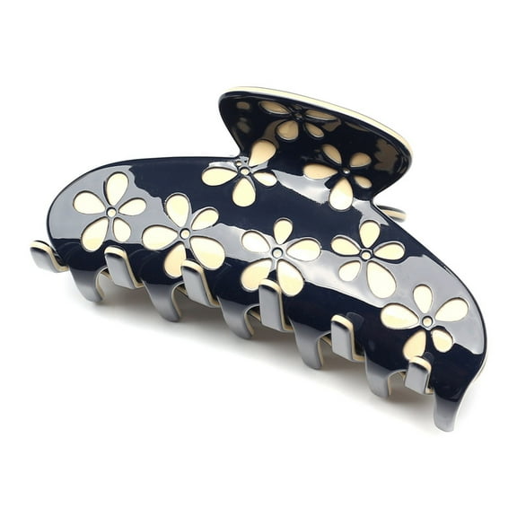 QinGoo Medium Flower Hair Claw Clip for Women Strong Hold Jasmine Thick Long Hair Accessory 1 Count, 3.5 Inch, Black