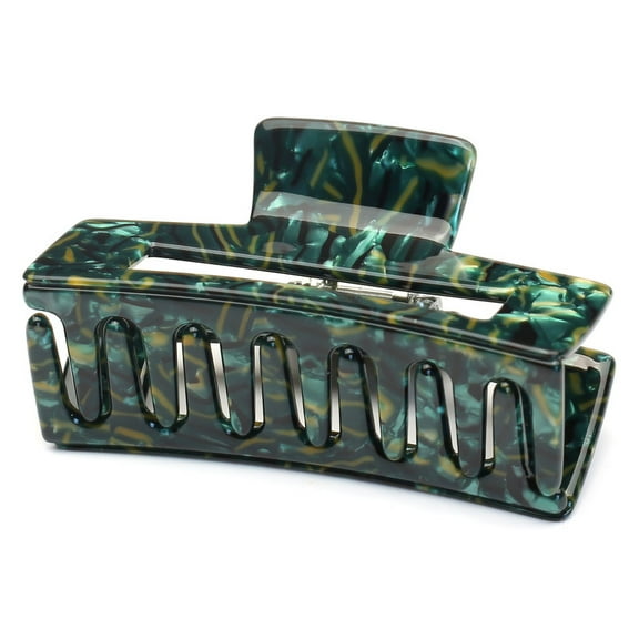 QinGoo Medium Rectangle Hair Claw Clip for Women Non-Slip Strong Hold Thick Hair Accessory 1 Count, 3 Inch, Green