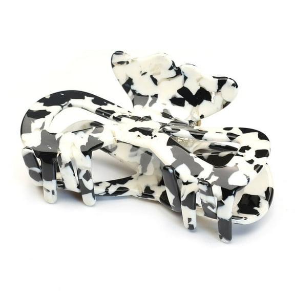 QinGoo Medium Hair Claw Clip for Women Non-Slip Thick Hair Accessory, 1 Count, 3.5 Inch, Black White