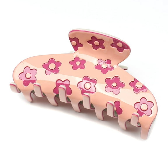 QinGoo Medium Flower Hair Claw Clip for Women Strong Hold Daisy Thick Long Hair Accessory 1 Count, 3.5 Inch, Pink