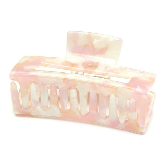 QinGoo Medium Rectangle Hair Claw Clip for Women Non-Slip Strong Hold Thick Hair Accessory 1 Count, 3 Inch, Pink