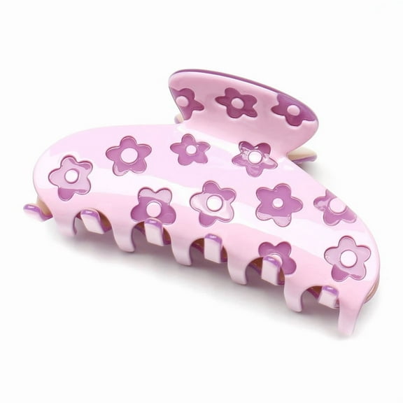 QinGoo Medium Flower Hair Claw Clip for Women Strong Hold Daisy Thick Long Hair Accessory 1 Count, 3.5 Inch, Purple