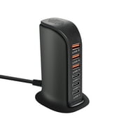 QinYing 6 Port Desktop Fast Charger, Multi Device USB Charging Station with lphone, Tablets Black