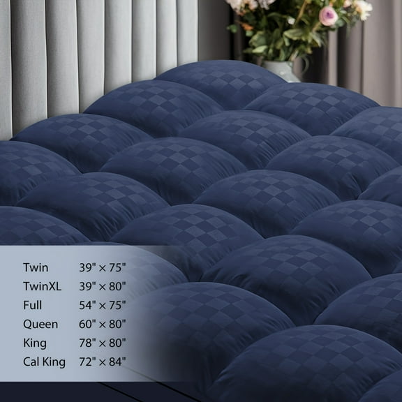 QinZhisheng E-commerce Cooling Mattress Topper, 1000GSM Extra Thick, Plush Quilted Pad with 8-21 Inch Deep Pockets, Overfilled with Breathable Polyester, Mattress Protector- Machine Washable