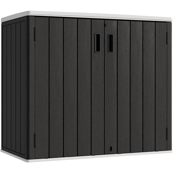 QinZhisheng E-commerce Outdoor Horizontal Storage Sheds,37 Cu.ft Outdoor Storage Cabinet Waterproof Resin Tool Storage Box for Lawn Mower,Garden Tools and Patio Furniture, Lockable (Black)
