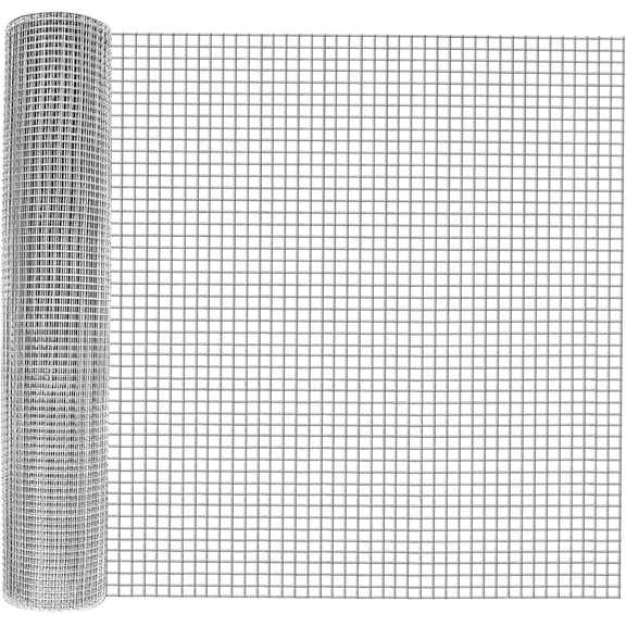 QinaQin 1/2 Inch 36in x 50Ft Hardware Cloth,PVC Coated Galvanized Welded Wire Mesh Roll,Chicken Wire Fence,Snake Gopher Barrier Garden Fencing Rabbit Cage Netting,Silver