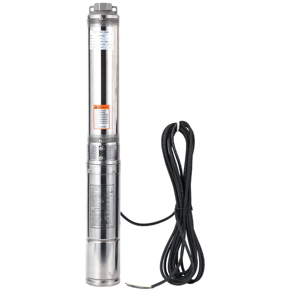 QinaQin 1 HP Submersible Deep Well Pump, Stainless Steel Water Pump with Brass Check Valve for Irrigation and Home Use
