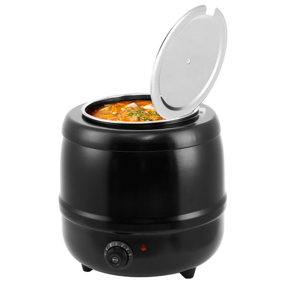 QinaQin 10.5 Quarts Commercial Soup Kettle, Large Capacity Soup Warmer with Stainless Steel Removable Insert Pot, Hinged Lid & Stable Base, Automatic Food Warmer for Buffet