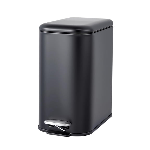 QinaQin 12 Liter Stainless Steel Trash Can with Soft Close Lid, Removable Inner Bucket and Foot Pedal for Home or Office