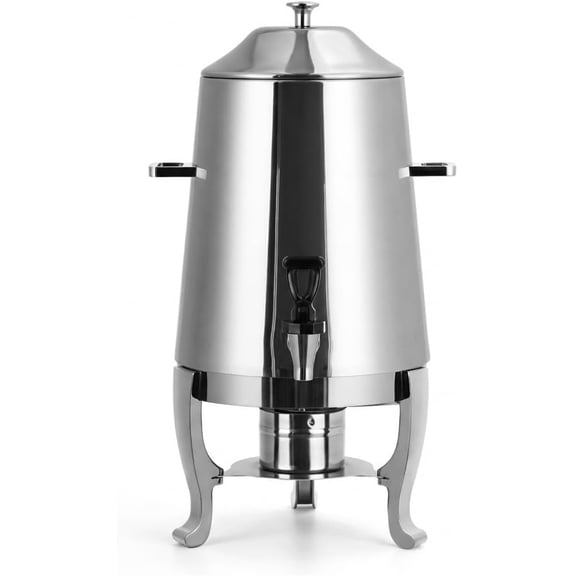 QinaQin 13L Stainless Steel Insulated Beverage Dispenser,Commercial Coffee Urn with Spigot,Hot & Cold Drink Server for Catering,Parties,Silver