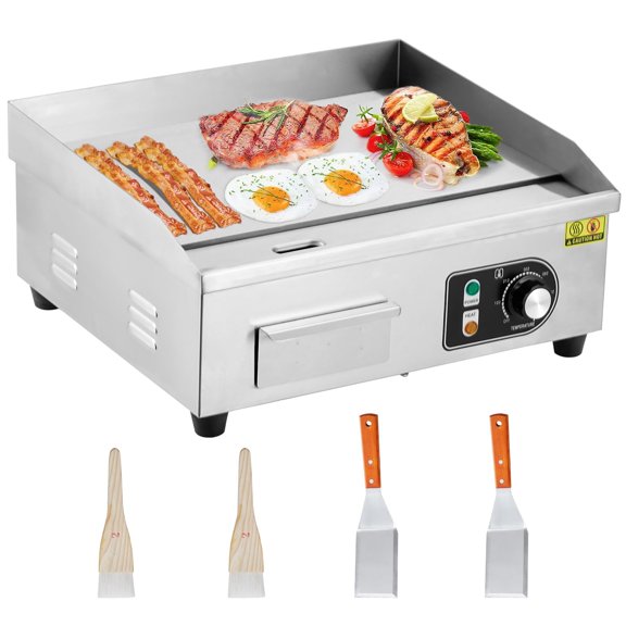 QinaQin 14-Inch/18-Inch/22-Inch/30-Inch Commercial Electric Grill Pans, 3000-Watt Countertop Flat Grill with Adjustable Temperature Control, Suitable for Restaurant, Kitchen, Food Cart, and Home Use