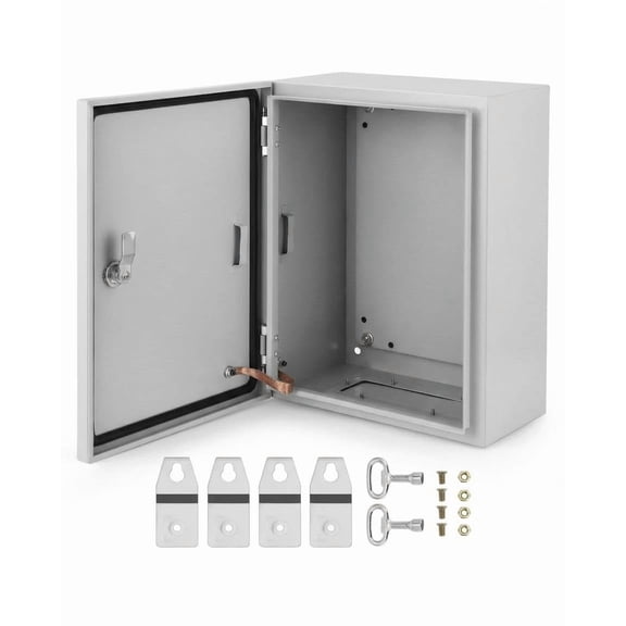 QinaQin 16x12x6 Outdoor Steel Enclosure,Steel Electrical Box,IP66 Waterproof & Dustproof,Outdoor/Indoor Electrical Junction Box,As shown