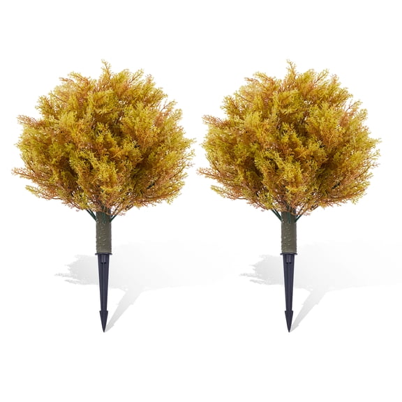 QinaQin 19.6" Artificial Topiary Trees Set of 2, Topiary Trees with Metal Ground Spike for Winter and Fall,Christmas Topiary Tree Outdoor Front Porch Garden