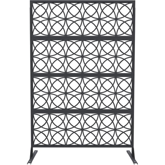 QinaQin 1PC Metal Privacy Screen Outdoor,Freestanding Decorative Room Divider with Rust-Resistant Powder Coating,Black Circle